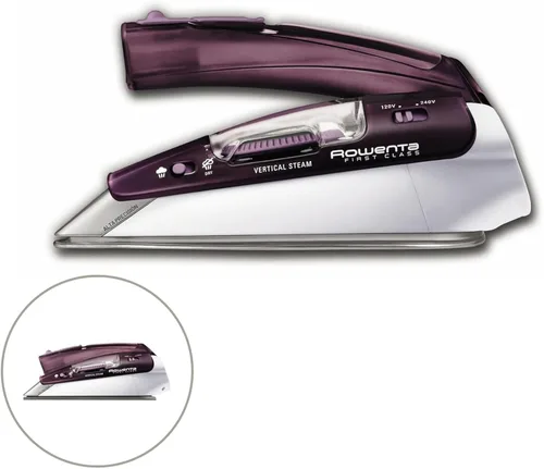 Vista 9 de Rowenta Plancha de Viaje, Plancha Compacta de Acero Inoxidable con Suela de Mano Vaporizadora para Ropa, 200 Orificios Microsteam, 1000 Vatios