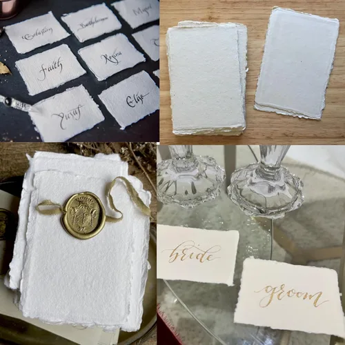 Vista 7 de Papel en blanco hecho a mano con borde irregular - 2x3 pulgadas, paquete de 50 - Papel para técnicas mixtas de hojas sueltas para tarjetas de lugar