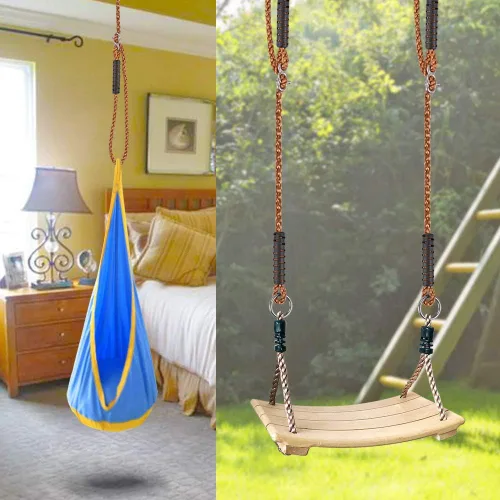 Vista 7 de Kit de Correa Colgante para Silla de Hamaca de Árbol de SELEWARE, Cuerda de Columpio Ajustable de Nylon Soporta hasta 1000lbs, Perfecto para Juego