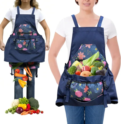 Gardening Apron with Quick Release Pockets for Women and Men, Water Resistant Picking Pouch