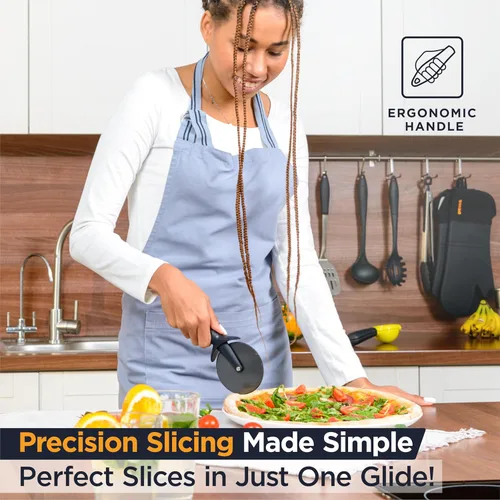 Vista 2 de Deiss Lux - Cortador de pizza resistente con cortador de ruedas, rueda de acero inoxidable afilada y suave con mango antideslizante de fácil agarre