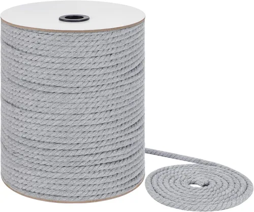 Vista 19 de Cordón de macramé de 0.079 pulgadas x 656 yardas, cuerda de macramé 100% algodón natural, cuerda de algodón trenzado de 3 hebras para colgar plantas