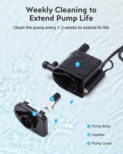 Vista 5 de URUQ Aquarium Replacement Water Pump 2.0: Aquarium Accessories Small Ultra Silent Water Pump, ONLY Compatible with 2 Gal URUQ Beta Fish Aquariums