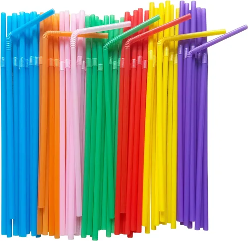Vista 3 de YAOSHENG 200 pajitas flexibles de 8.26 x 0.2 pulgadas, colores sólidos, pajitas flexibles flexibles de plástico desechables (verde)