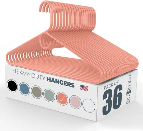 Vista 9 de Neaties Paquete de 6 perchas de ropa resistentes, fabricadas en los Estados Unidos, perchas de plástico de capacidad de 8 libras para ropa
