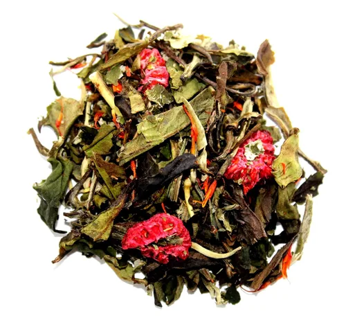 Vista 7 de Nelson's Tea - Granada de mora - Té blanco de hojas sueltas - Té negro, té blanco, escaramujos, hojas de mora y cártamo (muestra)