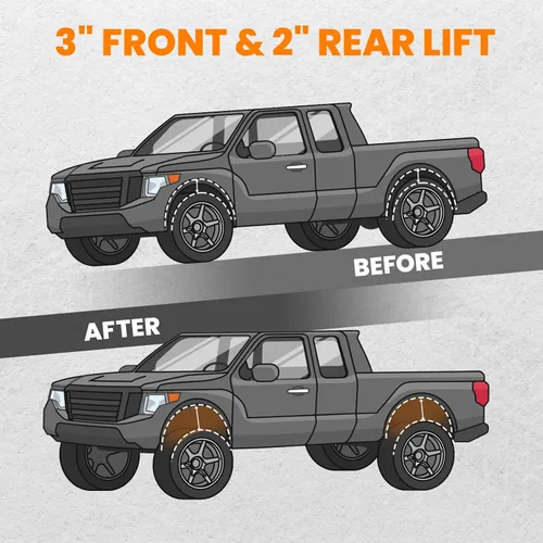 Vista 2 de Waverspeed Kit de nivelación de elevación delantera y trasera de 3 pulgadas para Nissan Frontier Xterra 2005-2015, para Suzuki Equator 2009-2012