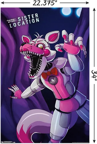 Vista 3 de Trends International Five Nights at Freddy's: Sister Location - Póster de pared Funtime Foxy, 22.375 x 34 pulgadas, versión sin marco