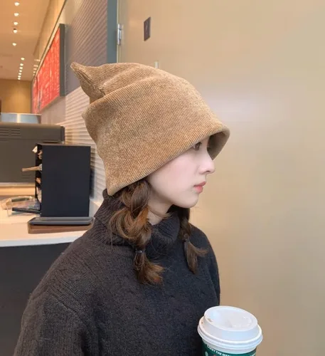 Vista 7 de Gorro de gato con orejas para mujer, gorros holgados para mujer, accesorios grunge, sombreros de ganchillo