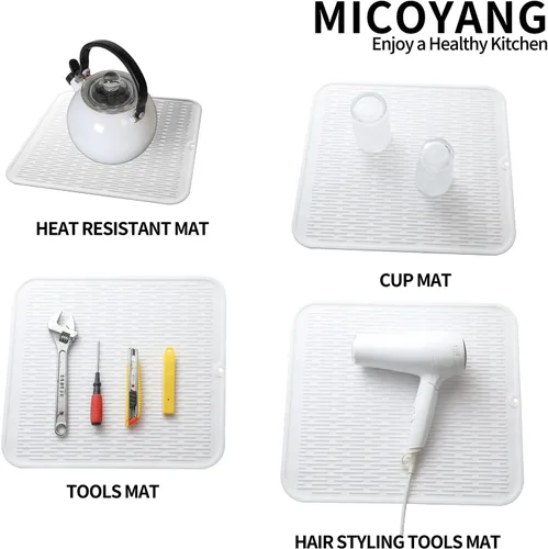 Vista 563 de MicoYang Alfombrilla de Silicona para Secar Platos de Múltiples Usos, Fácil de Limpiar, Ecológica, Alfombrilla de Silicona Resistente al Calor
