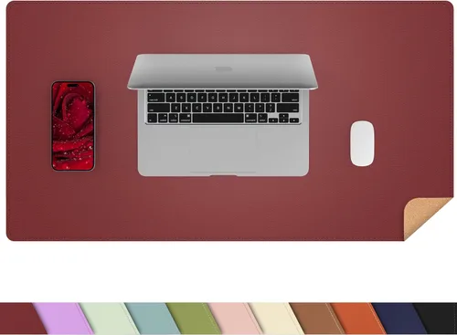 Vista 8 de Protector de escritorio de cuero, tapete de escritorio grande con corcho natural y cuero PU, alfombrilla para mouse, alfombrilla de escritorio