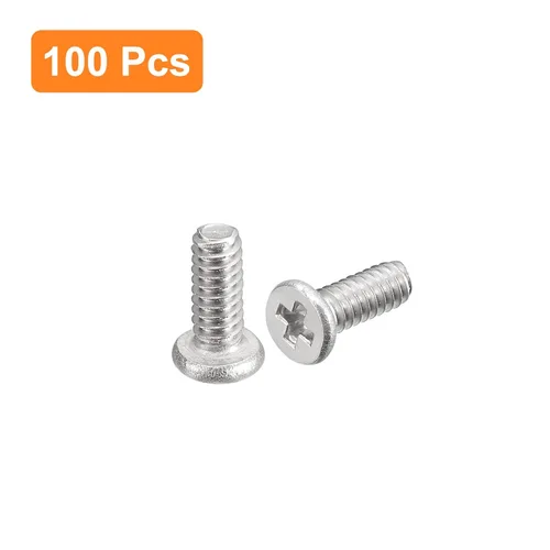 Vista 32 de uxcell M1-0.010 x 0.079 in, 100 tornillos de cabeza plana redonda de acero inoxidable 304 Phillips Drive Machine Tornillos de fijación de hardware