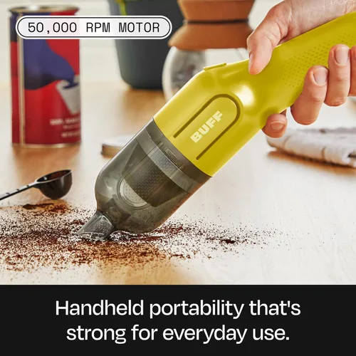 Vista 2 de BUFF Aspiradora de mano inalámbrica, aspiradora recargable para automóvil con ranura combinada y herramienta de cepillo incluida, para el hogar