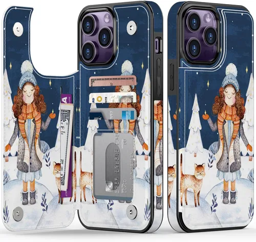 Vista 1198 de LETO para iPhone 15 Pro Funda tipo cartera - Tapa tipo folio con patada - Diseños de moda - Tarjetero - Funda protectora para mujeres y niñas - 6.1