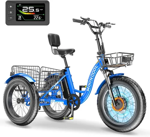 NAIZEA Electric Tricycle Adult Electric Bicycles,Electric Trike,3 Wheel Electric Bike Ebike E Bicycle with Removable Battery, Motorized Trike with