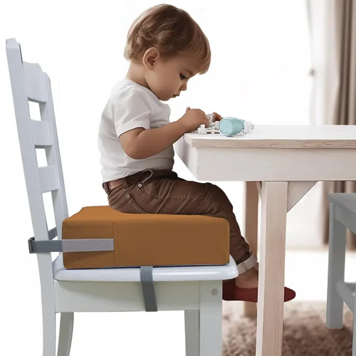 Vista 9 de Eiury Asiento elevador para bebé para mesa de comedor y silla de cocina, cojín de PU impermeable y antiarañazos, parte inferior antideslizante