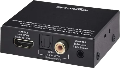 Vista 4 de Yaxa Basics Convertidor extractor HDMI a HDMI y audio (RCA estéreo o Spdif) de 4K a 30Hz, negro