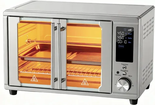 NEWBULIG Combo de horno tostador inteligente de 30 cuartos de galón, horno freidora de aire 13 en 1 de doble puerta, control de temperatura de 0-450
