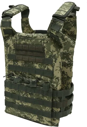 Vista 2 de UNISTRENGH Chaleco táctico totalmente ajustable resistente de nailon 900D para paintball con protector de seguridad de EVA desmontable