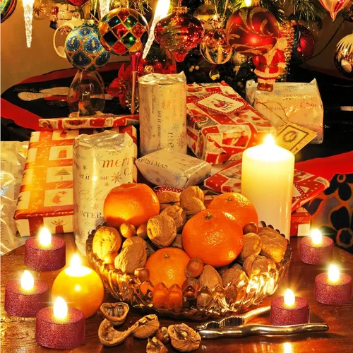 Vista 4 de Retisee 48 velas LED sin llama, con purpurina, velas falsas eléctricas para centros de mesa, funciona con pilas, decoración romántica de invierno