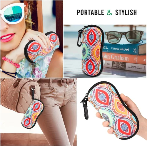 Vista 6 de MoKo - Estuche suave, ultra ligero, de neopreno, para lentes de sol, con cremallera y clip para cinturón