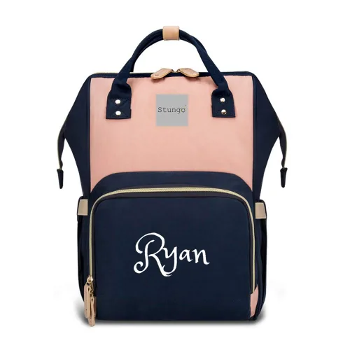 Vista 15 de Bolsa de pañales grande personalizada, bolsa de mano, mochila, monograma personalizado bordado para bebé/bolsa de bebé, (negro/gris)