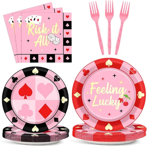 Vista 70 de 96 piezas de platos y servilletas de oro rosa para fiesta de cumpleaños número 9 para niñas, suministros de fiesta de oro rosa, juego de vajilla