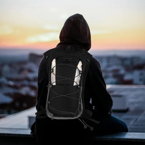 Vista 4 de Mochila compacta de depósito de agua con bolsa de agua de gran capacidad, correas de malla transpirable, múltiples compartimentos