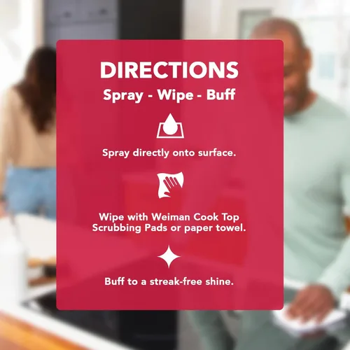 Vista 9 de Weiman Spray limpiador de placa de cocina para uso diario, sin rayas ni residuos, fórmula no abrasiva, paquete de 2 con micro toalla