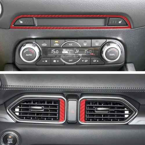 Vista 6 de YAMUDA Compatible con adhesivo decorativo de fibra de carbono para Mazda CX-5 2017-2022 (rojo, 23 piezas)