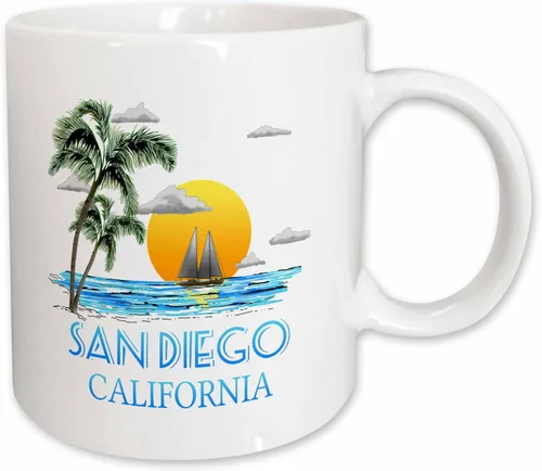 Vista 13 de 3dRose San Diego California diseño náutico de vela de barco y palmeras. - Tazas (mug_299286_4)