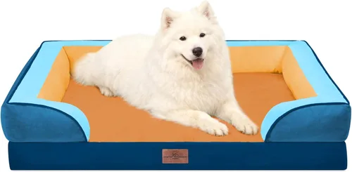 Vista 122 de Comfort Expression - Cama ortopédica para perros pequeños, 20 x 14 pulgadas, cama impermeable y de apoyo de espuma con cojines removibles, sofá