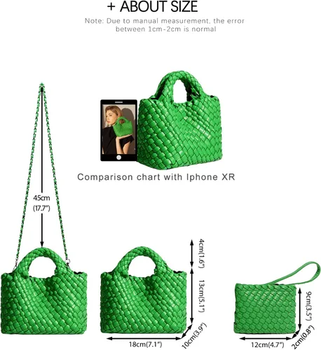 Vista 3 de Bolsa tejida para mujer con monedero, cadena plegable pequeña, bolso de hombro de moda, bolso Hobo