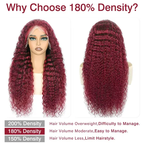 Vista 2 de Nsvnsv Peluca de cabello humano burdeos 99j borgoña de 13 x 6 pulgadas, pelucas de encaje frontal transparente HD de cabello humano prearrancado