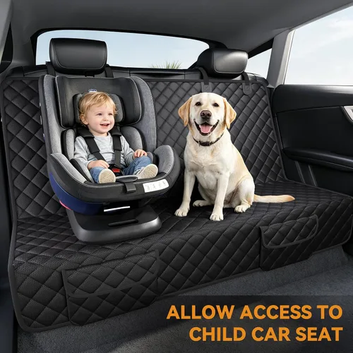 Vista 3 de Funda de asiento de coche para perro para asiento trasero, funda de Negro