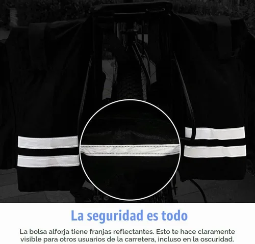Vista 7 de Bolsa de doble alforja para portaequipaje trasero de bicicleta de 30L, bolsa de tronco de bicicleta impermeable, bolsa de alforja de bicicleta