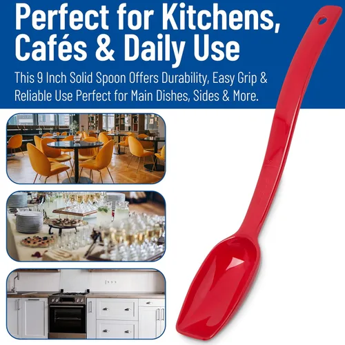 Vista 7 de Cucharas para servir Carlisle, sólidas y perforadas, para buffet/ensaladas 0.25 oz - 0.8 oz (paquete de 12 unidades), Rojo, 12