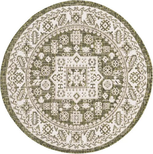 Vista 40 de Unique Loom Outdoor Aztec Collection Alfombra de área, Chalca (7 pies 10 pulgadas, cuadrada, azul/marfil)