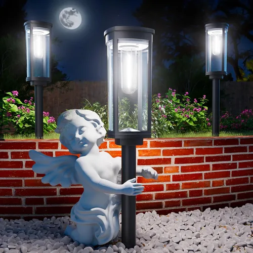 Vista 9 de Luces solares SUPER BRILLANTES para caminos al aire libre, paquete de 8 luces solares para exteriores, encendido/apagado automático, IP65, luces