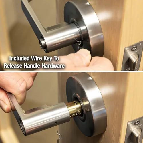 Vista 6 de Master Lock Paquete de palanca comercial y cerrojo de alta resistencia de grado 2 en cromo cepillado, entrada con llave con tope de tope, paso