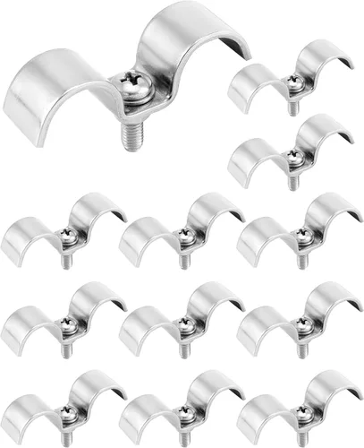 Vista 8 de QWORK Abrazadera de doble línea de acero inoxidable, paquete de 12 clips de líneas de combustible de 3/8 pulgadas con tornillos de montaje