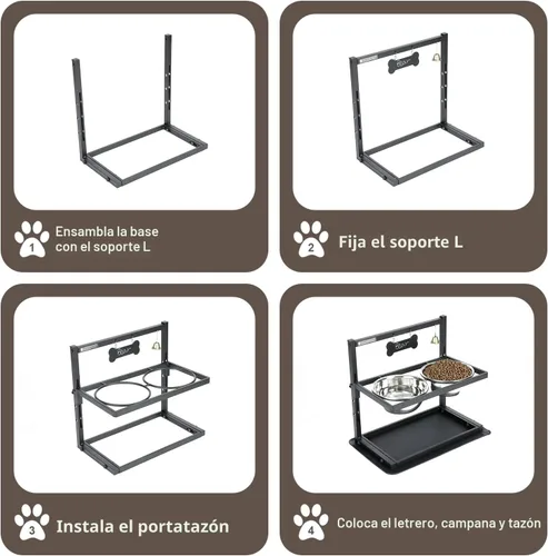 Vista 6 de Cuencos elevados con comedero lento para perros grandes y medianos, soporte elevado, ajustable y antideslizante con 2 cuencos de acero inoxidable