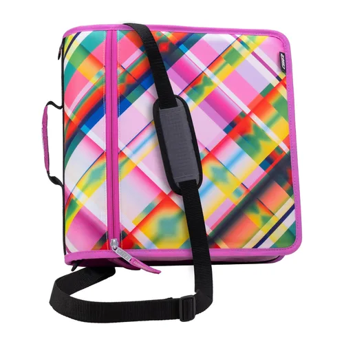 Vista 22 de Case-it - Carpeta Mighty Zip Tab escolar con cremallera, expansible, organizadora, múltiples bolsillos, correa hombro, anillos 3 pulgadas, 600