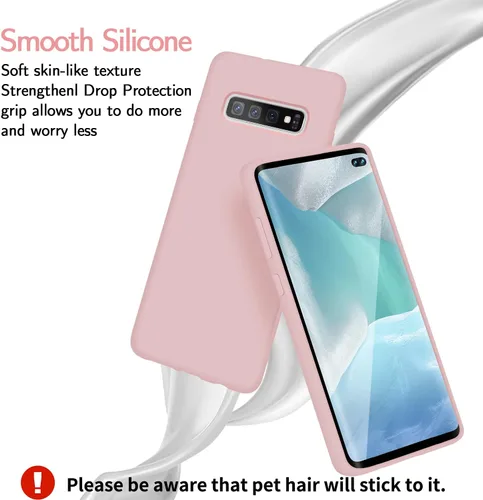 Vista 5 de Funda de silicona líquida compatible con Galaxy S10 Plus, protección de cuerpo completo de goma de gel a prueba de golpes para Galaxy S10 Plus