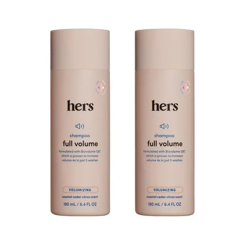 Hers - Champú de volumen completo, fórmula de proteína de arroz y biotina, champú diario de levantamiento de raíces y cabello fino, cuidado del