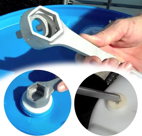 Vista 3 de Abridor de llave de barril de combustible de rejilla de aceite de tambor de aluminio para tapones de 55 galones