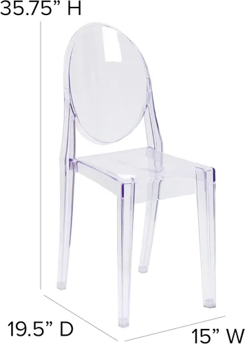 Vista 3 de Flash Furniture - Silla apilable cristalina, transparente, Plástico Policarbonato, Transparente