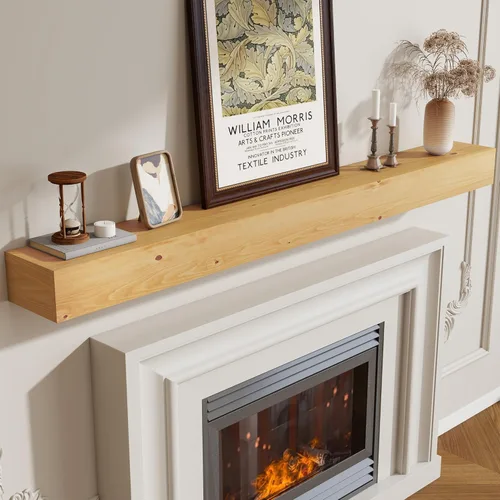 Vista 20 de Marsmiles Repisa de chimenea de 48 pulgadas, manteles de madera rústicos hechos a mano para sobre la chimenea, estantes flotantes montados