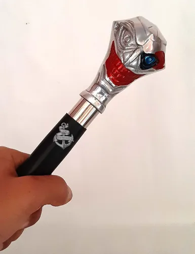 Vista 5 de Bastón antiguo de madera con mango de cabeza de Joker para hombres y mujeres, bastones decorativos y bastón, longitud total 37 pulgadas