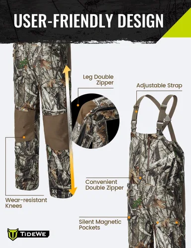 Vista 5 de TIDEWE Hunting Bibs Heated with Battery, Waterproof Insulated Bibs for Fishing